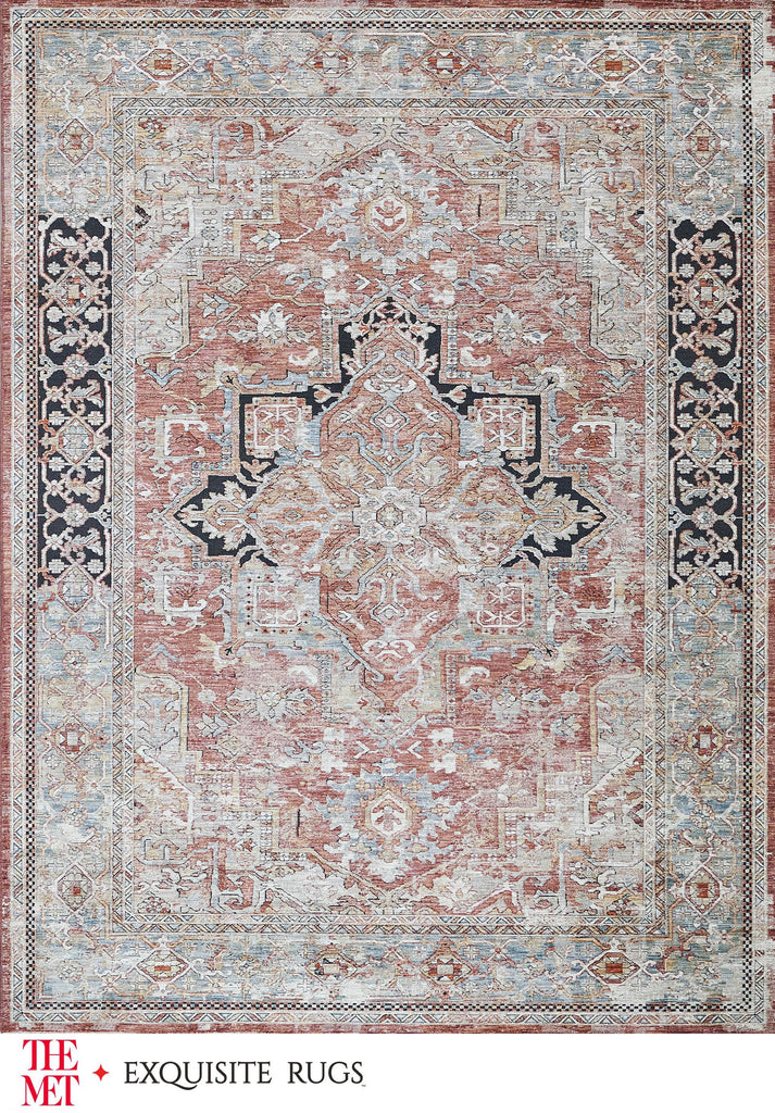 Exquisite The Met X Exquisite Rugs Antique Loom Rust/Black Area Rug 0.02'X8.0' Rug