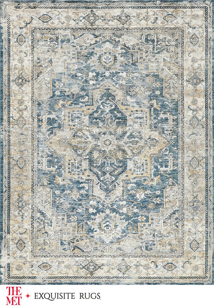 Exquisite Rugs The Met X Exquisite Rugs Antique Loom 5598 Blue/Beige 9' x 12' Area Rug