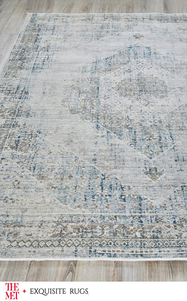 Exquisite The Met X Exquisite Rugs Vintage Looms Beige/Blue Area Rug 0.02'X10.0' Rug