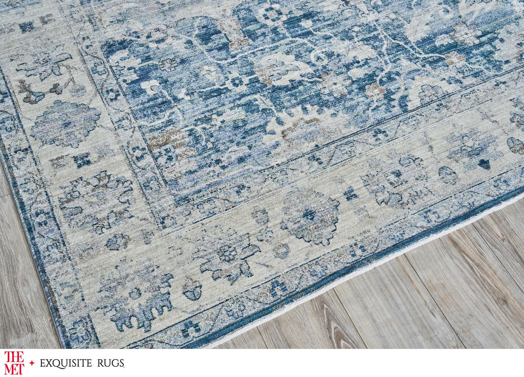 Exquisite The Met X Exquisite Rugs Vintage Looms Blue/Beige Area Rug 0.02'X10.0' Rug