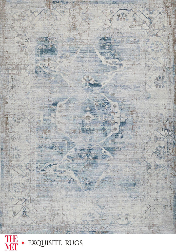 Exquisite The Met X Exquisite Rugs Vintage Looms Light Blue/Beige Area Rug 0.02'X2.5' Rug