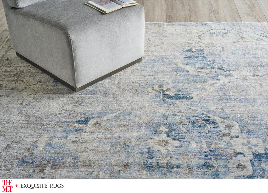 Exquisite The Met X Exquisite Rugs Vintage Looms Light Blue/Beige Area Rug 0.02'X2.5' Rug