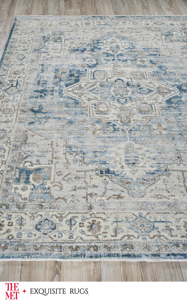 Exquisite The Met X Exquisite Rugs Vintage Looms Blue/Beige Area Rug 0.02'X10.0' Rug