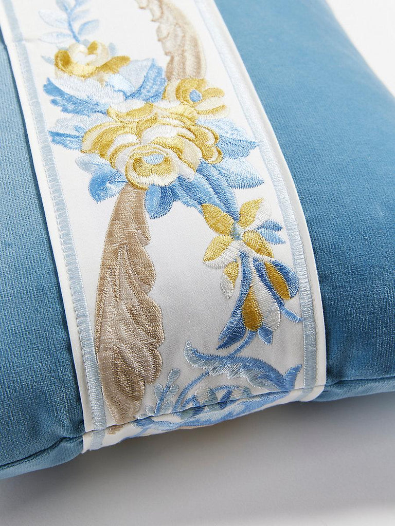 Scalamandre Reine/Linley Lumbar Gold And Blue / Soldier Blue Pillow