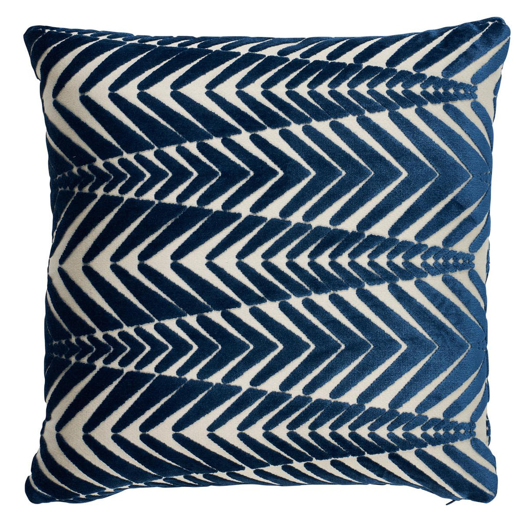 Schumacher Zebra Velvet Silver Blue 20" x 20" Pillow