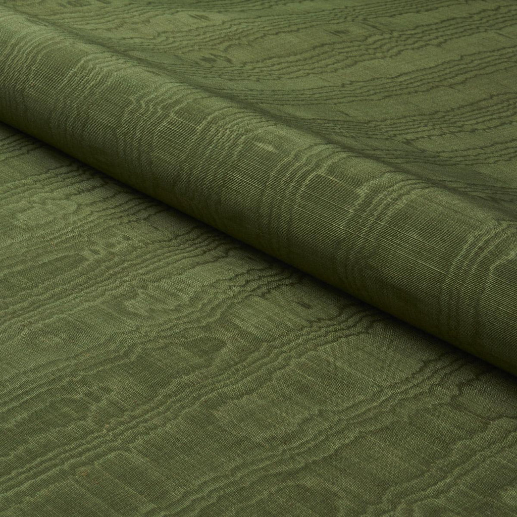 Schumacher Beau Cotton Linen Moire Olive Fabric