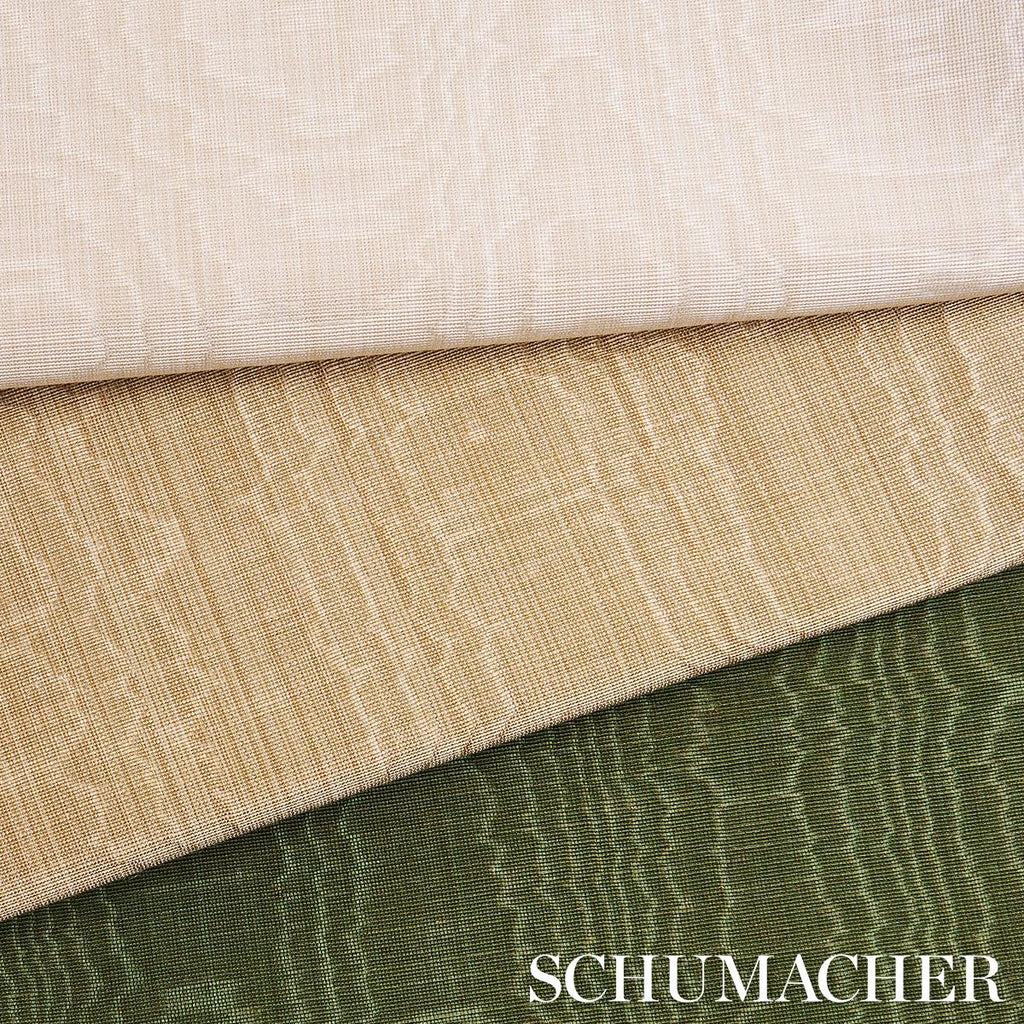 Schumacher Beau Cotton Linen Moire Olive Fabric