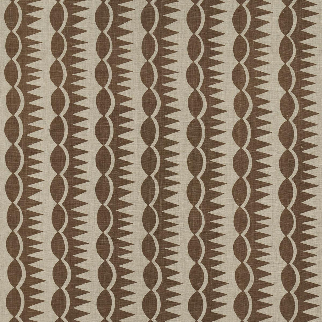 Schumacher Dagger Stripe Brown On Natural Fabric