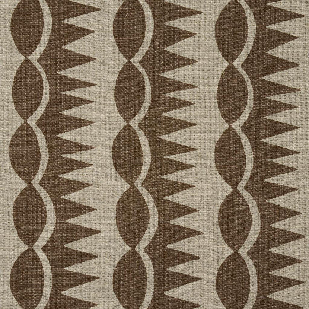 Schumacher Dagger Stripe Brown On Natural Fabric