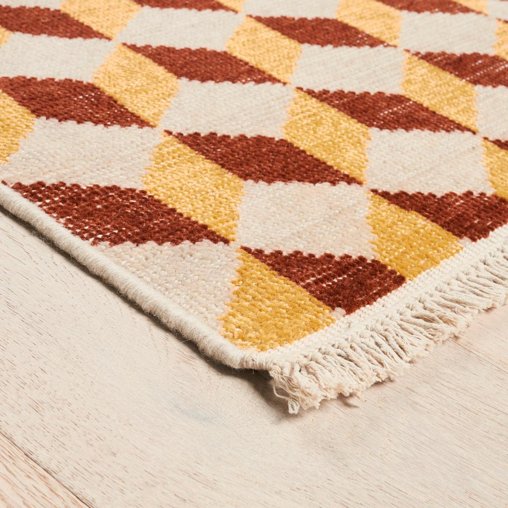 Schumacher Pompeii Hand-Knotted Yellow & Red 8' x 2.5' Rug