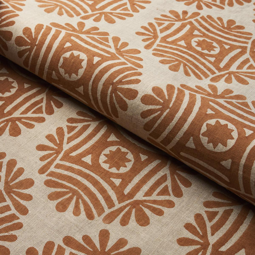 Schumacher Gilded Star Block Print Cinnamon Fabric