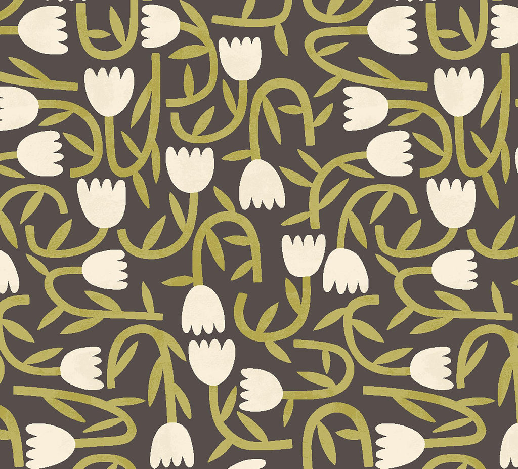 Brewster Home Fashions Aino Black Tiny Tulip Wallpaper