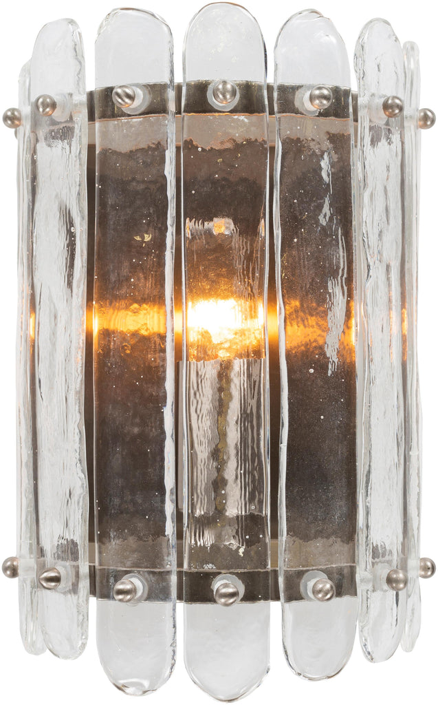 Surya Axton AXN-001 Clear Metallic - Nickel 9"H x 6"W x 5"D Wall Sconce