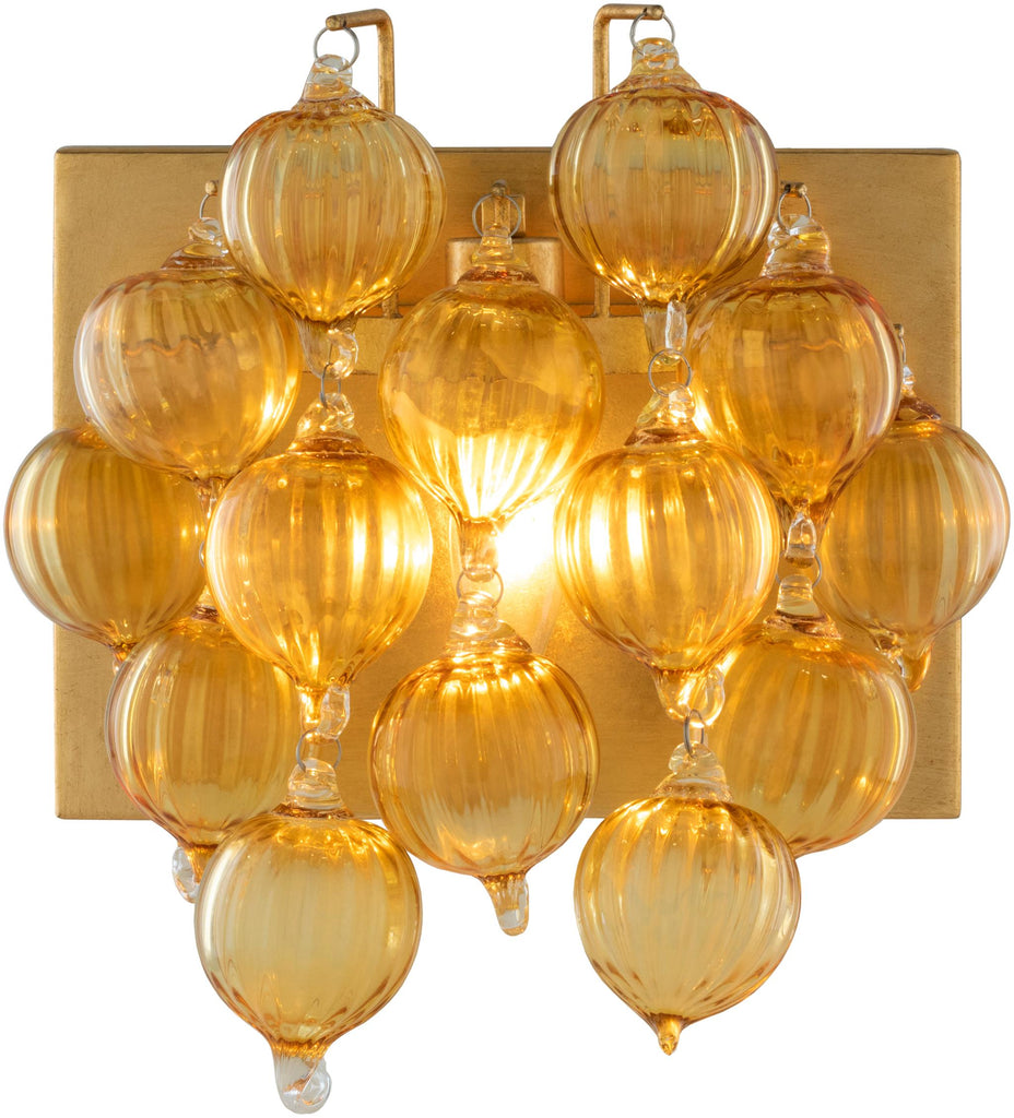 Surya Evie EVI-001 Gold Saffron 11"H x 10"W x 6"D Wall Sconce