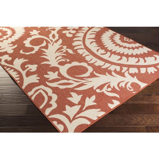 Surya Alfresco ALF-9613 Brick Red Light Beige 7'3" Square Rug