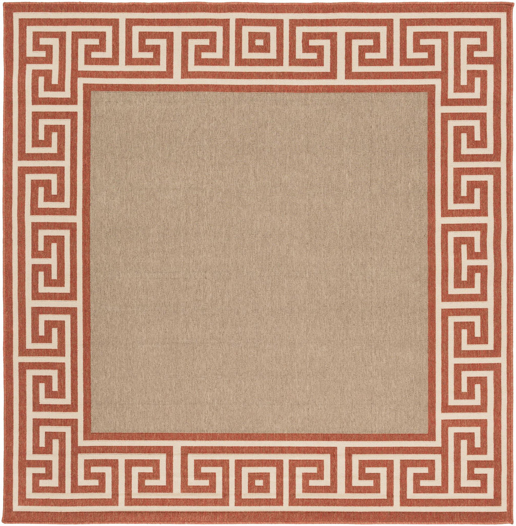 Surya Alfresco ALF-9628 Brick Red Light Beige 8'10" Square Rug