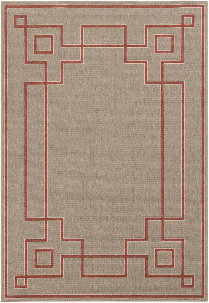 Surya Alfresco ALF-9633 Brick Red Light Beige 7'3" Square Rug