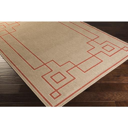 Surya Alfresco ALF-9633 Brick Red Light Beige 8'10" Square Rug