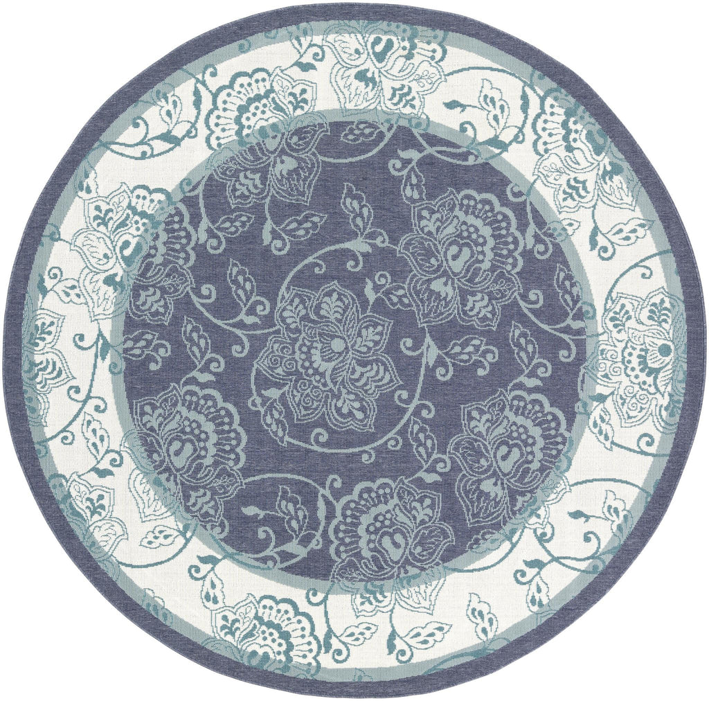 Surya Alfresco ALF-9660 Navy Pale Blue 5'3" Round Rug