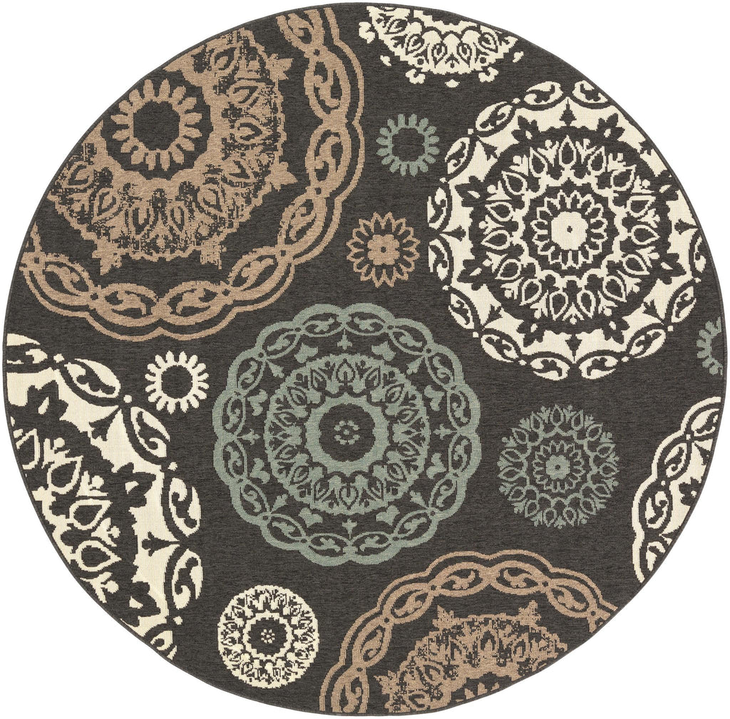 Surya Alfresco ALF-9668 Beige Black 2'5" x 4'5" Rug