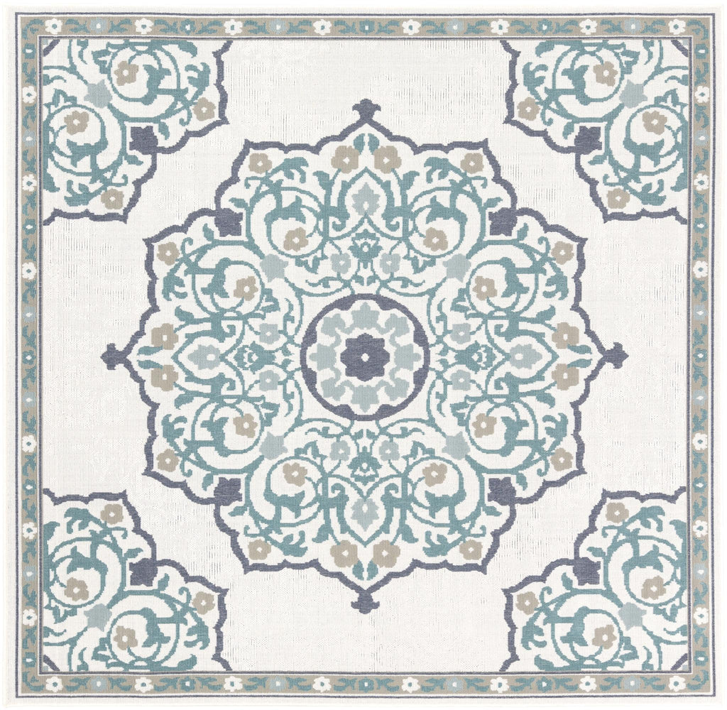 Surya Alfresco ALF-9677 Black Pale Blue 7'3" Square Rug