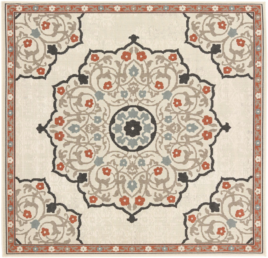 Surya Alfresco ALF-9679 Beige Black 8'10" Square Rug