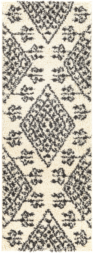 Surya Beni Shag BSH-2311 Black Cream 2'7" x 7'3" Rug