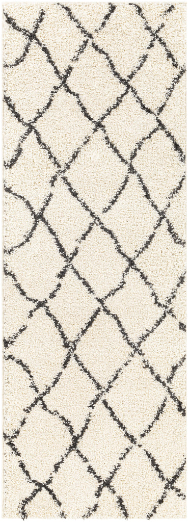 Surya Beni Shag BSH-2312 Black Cream 2'7" x 7'3" Rug