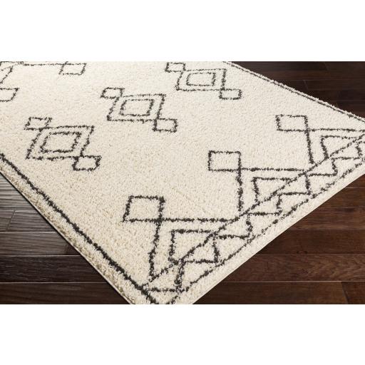 Surya Beni Shag BSH-2314 Black Cream 5'3" x 7' Rug