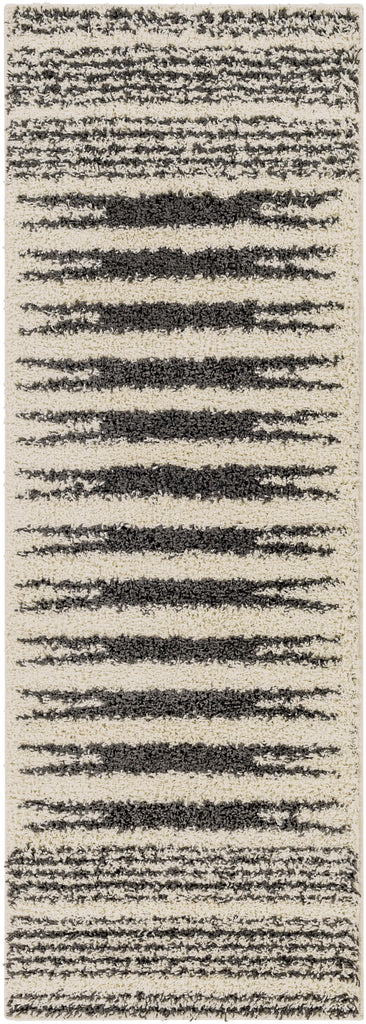 Surya Beni Shag BSH-2322 Black Cream 2'7" x 7'3" Rug