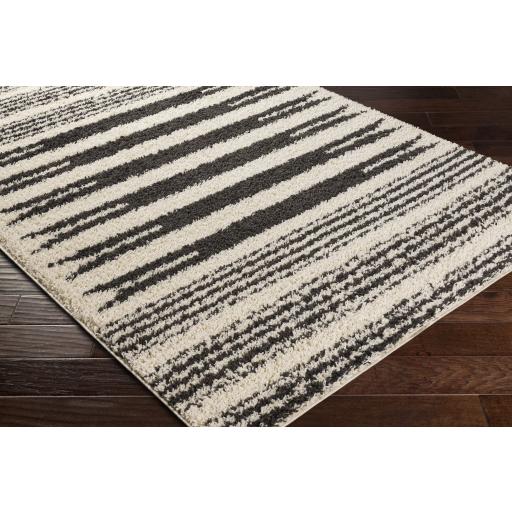 Surya Beni Shag BSH-2322 Black Cream 2'7" x 7'3" Rug