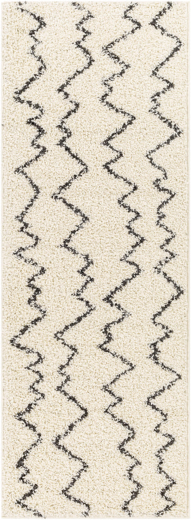 Surya Beni Shag BSH-2329 Black Cream 2'7" x 7'3" Rug