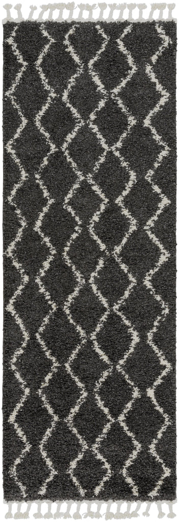 Surya Berber Shag BBE-2306 Charcoal Light Beige 2'7" x 7'3" Rug