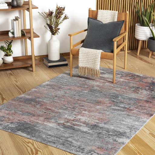 Surya Bilbao BBO-2304 Charcoal Dusty Coral 5'3" x 7' Rug