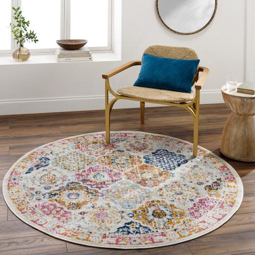 Surya Chester CHE-2322 Burnt Orange Dark Blue 7'10" Round Rug