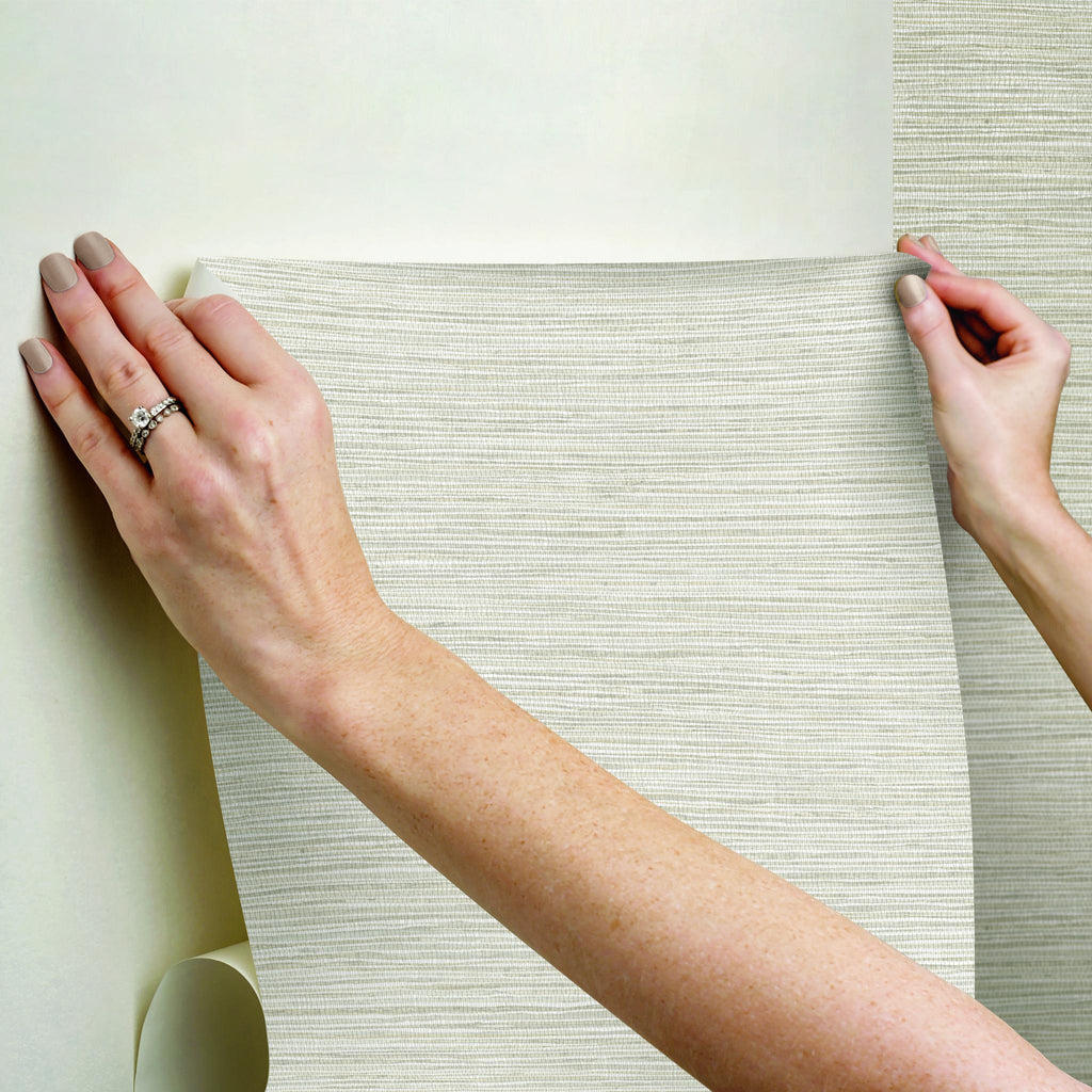 RoomMates Neutral Dimensional Grasscloth Peel And Stick Neutral Wallpaper