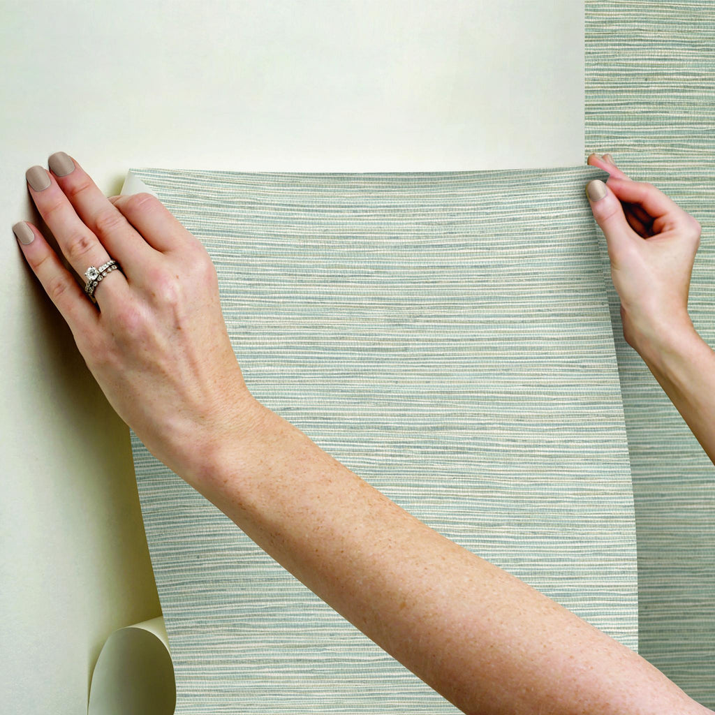 RoomMates Neutral Jade Dimensional Grasscloth Peel And Stick Neutral Wallpaper