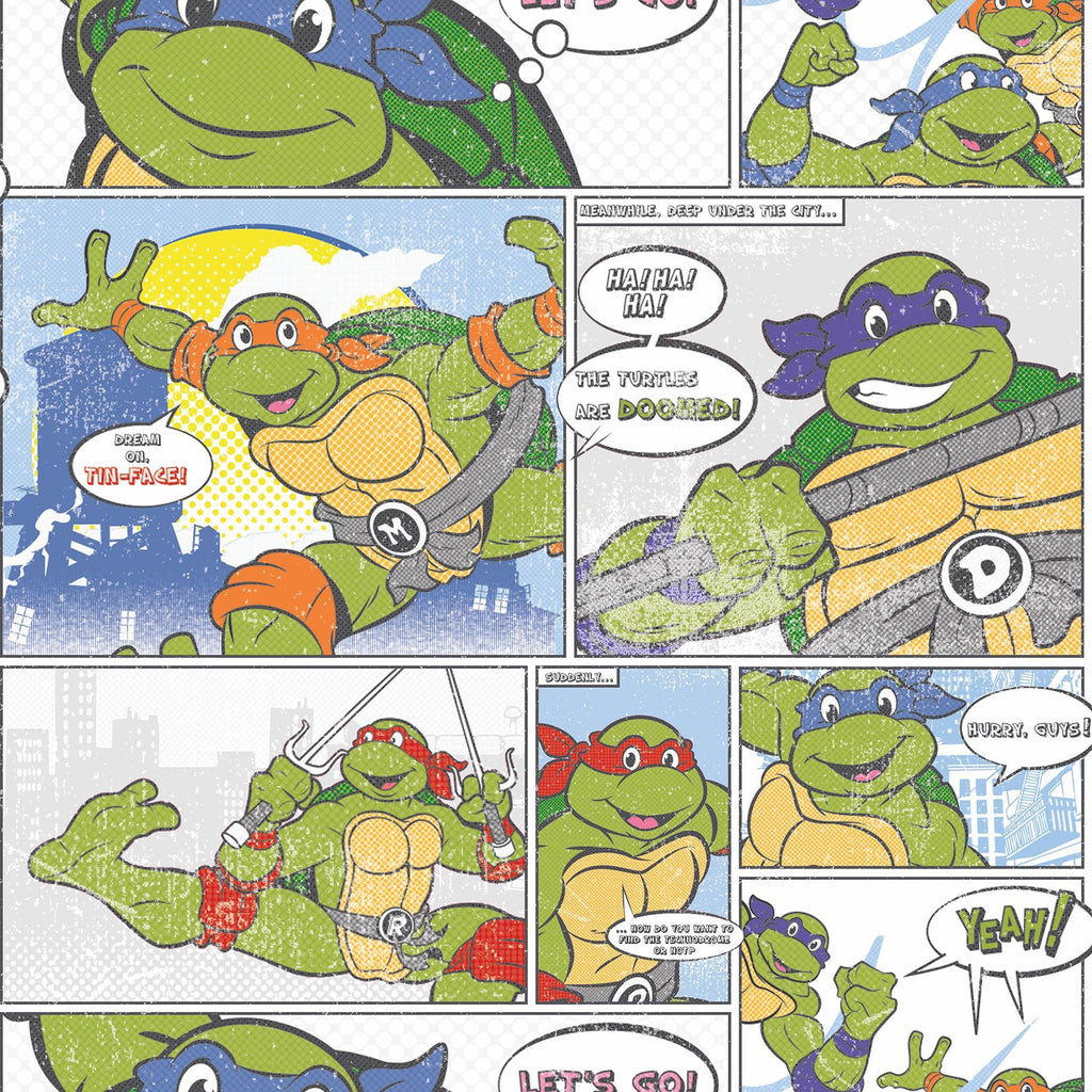 RoomMates Teenage Mutant Ninja Turtles Comic Peel and Stick Blue Wallpaper