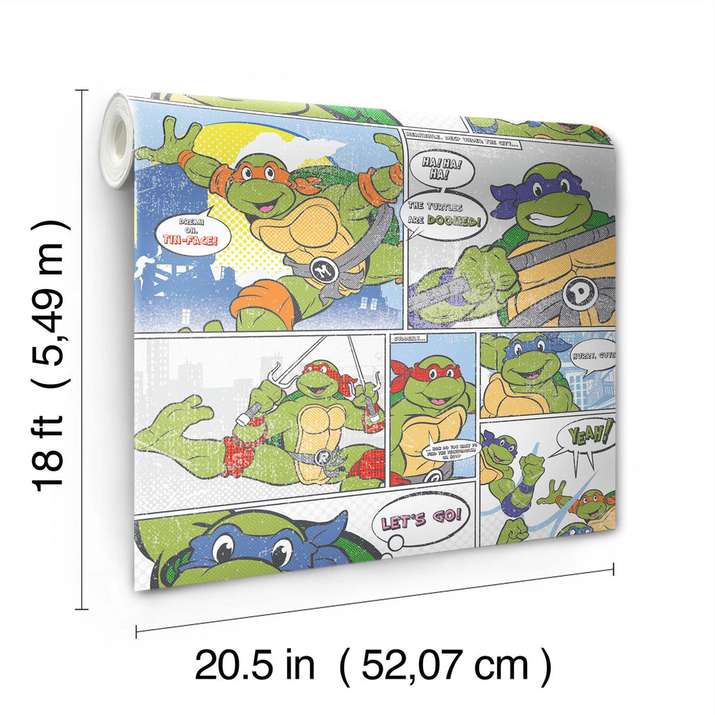 RoomMates Teenage Mutant Ninja Turtles Comic Peel And Stick Blue Wallpaper