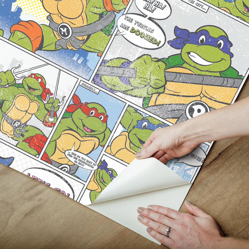 RoomMates Teenage Mutant Ninja Turtles Comic Peel And Stick Blue Wallpaper