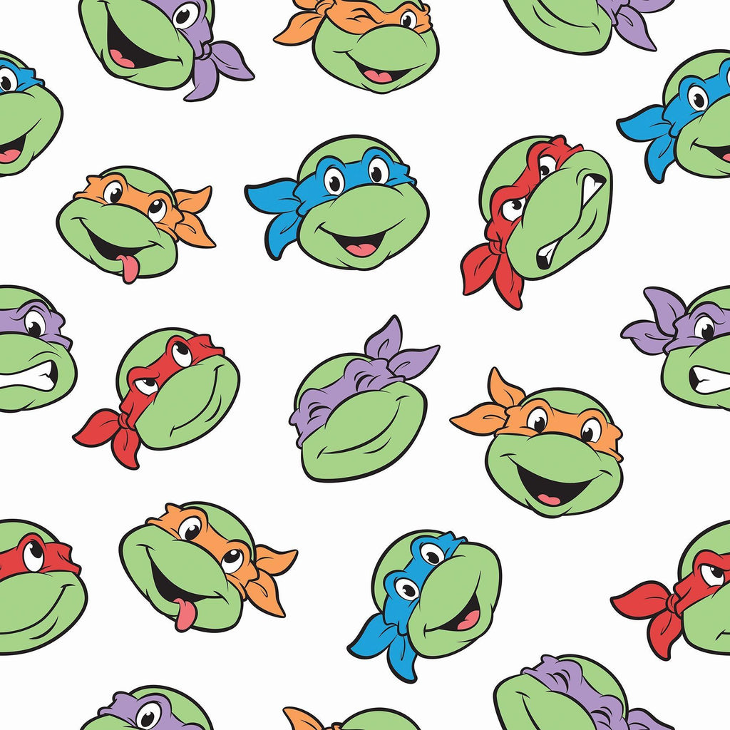 RoomMates Teenage Mutant Ninja Turtles Character Faces Peel and Stick Green Wallpaper