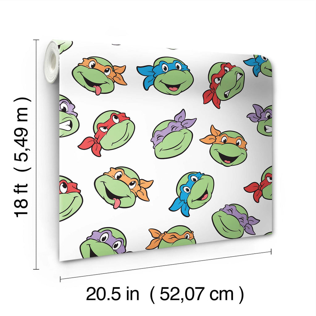 RoomMates Teenage Mutant Ninja Turtles Character Faces Peel And Stick Green Wallpaper