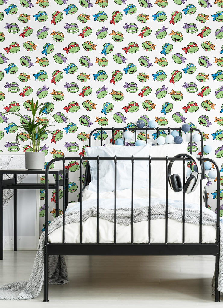 RoomMates Teenage Mutant Ninja Turtles Character Faces Peel And Stick Green Wallpaper