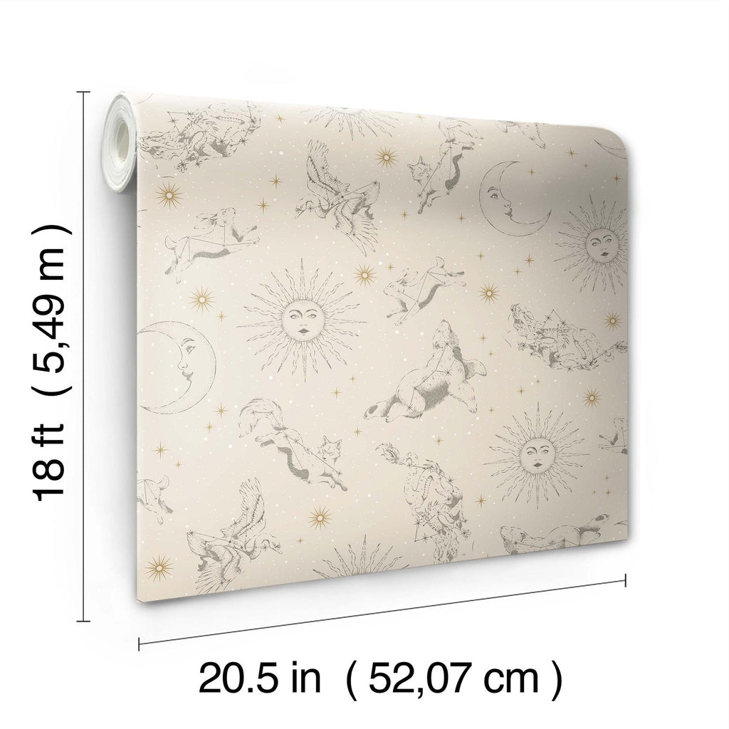 RoomMates Zodiac Dreams Linen Peel And Stick Neutral Wallpaper