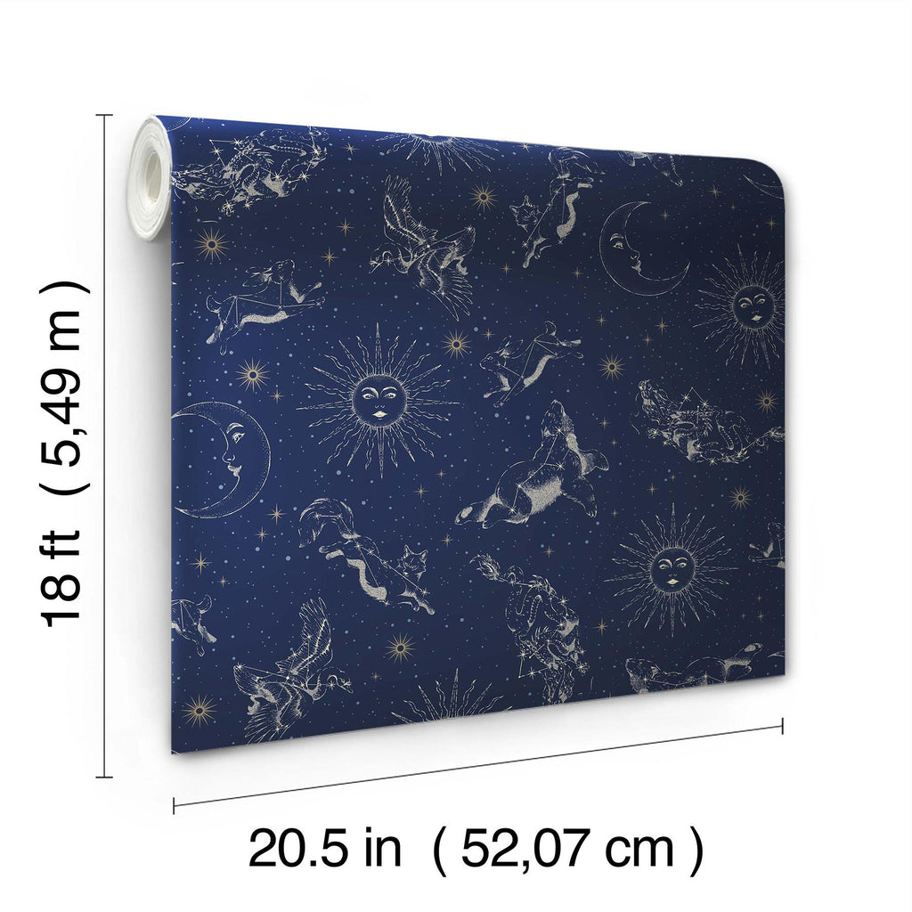 RoomMates Zodiac Dreams Navy Peel And Stick Blue Wallpaper