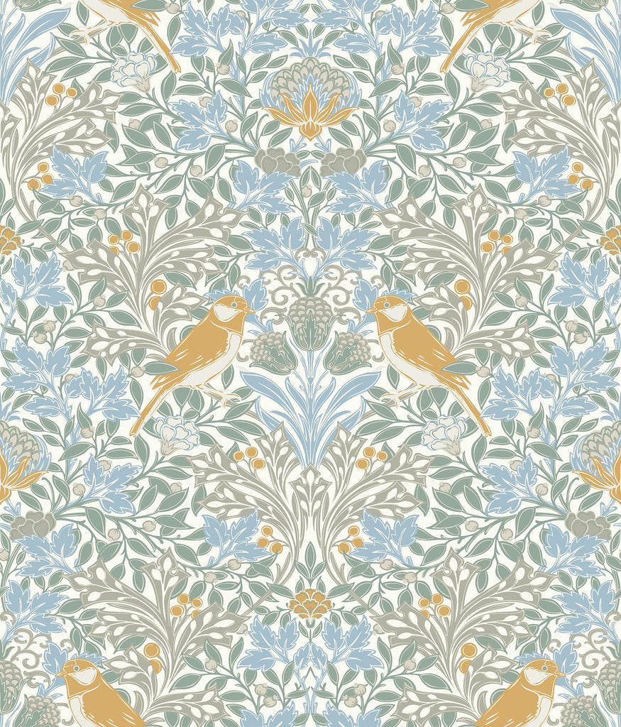 RoomMates Garden Aviary Sky Blue Peel And Stick Blue Wallpaper