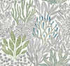 York Wallcoverings Coral Leaves Green Wallpaper