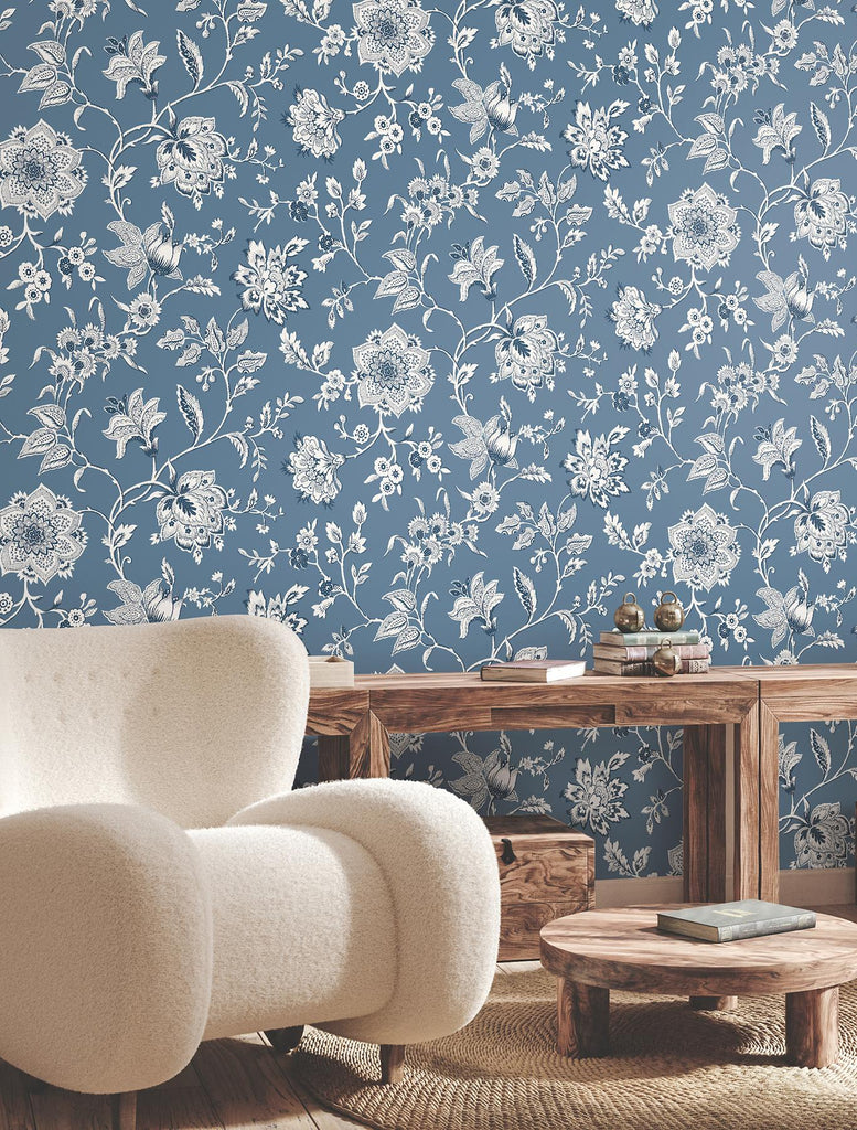 York Wallcoverings Sutton Blue Blue Wallpaper