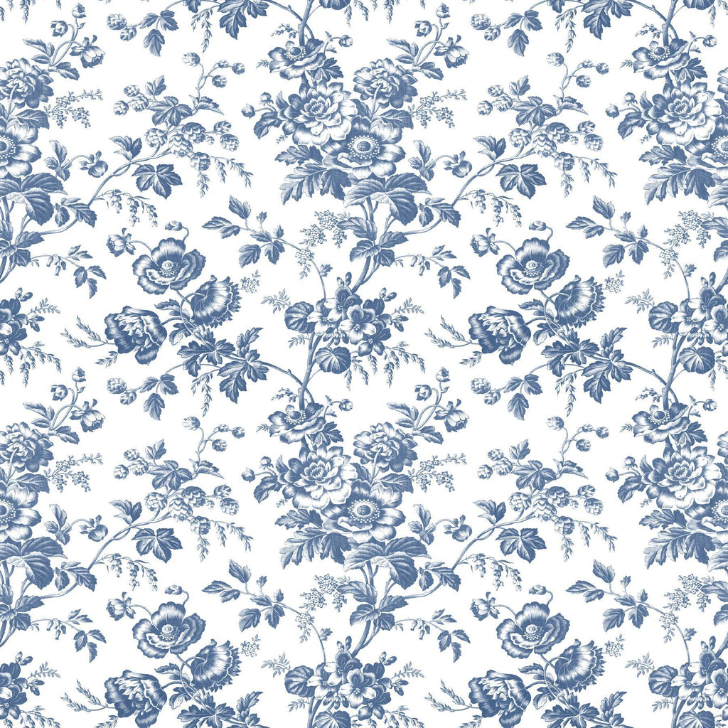 York Wallcoverings Anemone Toile Navy Blue Wallpaper