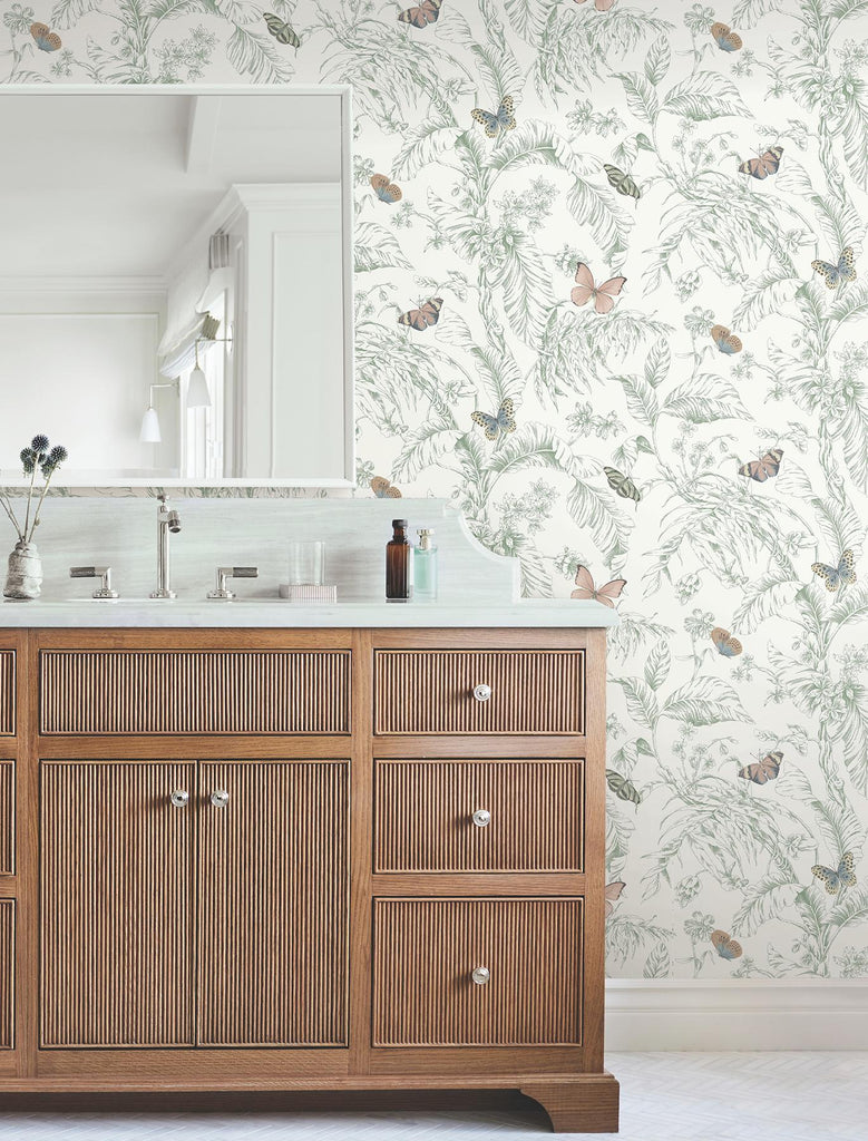 York Wallcoverings Papillon Blush White Wallpaper